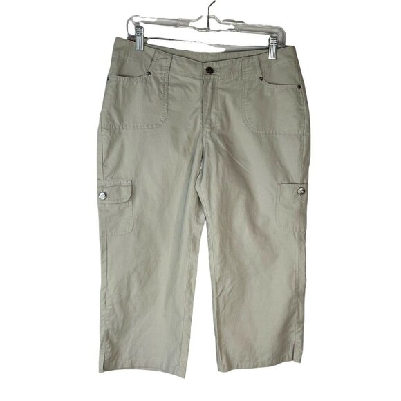 Lee Womens Cropped Capri Cargo Pants Tan Beige Pockets Size 9M New - Picture 1 of 12